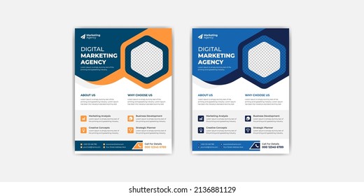 Corporate Flyer Business Flyer Template Brochure Cover Design, Digital Marketing Flier Vector Shape, Advertise Poster Vector Layout Space 