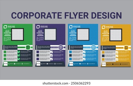 Corporate Flyer Design in 4 verschiedenen Farben