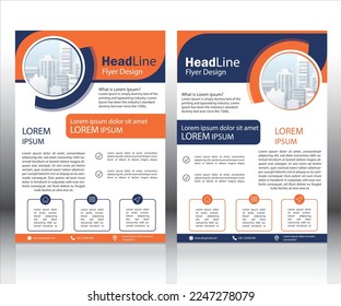 Corporate Flyer Design, Broschüren-Vorlage, Blau und Orange