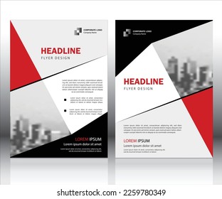 Corporate Flyer Design, Brochure Template, Leaflet, A4 size, Red,black, gray, and White.