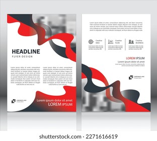 Corporate flyer design, Brochure template, Leaflet, Catalogue, A4 size, Red and Ash.