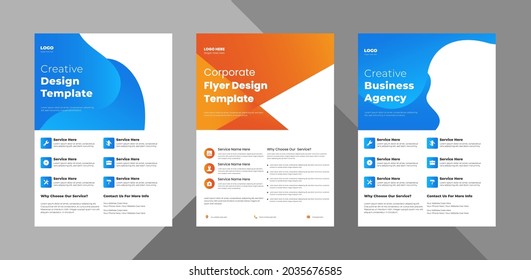 corporate flyer design bundle. poster presentation design vector layout. bundle, 3 in 1, a4 template, brochure design, cover, flyer, poster, print-ready