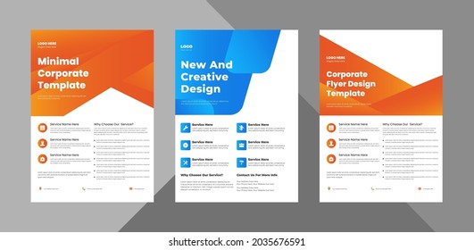 corporate flyer design bundle. poster presentation design vector layout. bundle, 3 in 1, a4 template, brochure design, cover, flyer, poster, print-ready