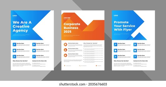 corporate flyer design bundle. poster presentation design vector layout. bundle, 3 in 1, a4 template, brochure design, cover, flyer, poster, print-ready