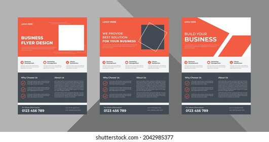 corporate flyer design bundle. poster presentation design vector layout. bundle, 3 in 1, a4 template, brochure design, cover, flyer, poster, print-ready