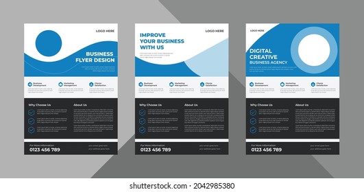 corporate flyer design bundle. poster presentation design vector layout. bundle, 3 in 1, a4 template, brochure design, cover, flyer, poster, print-ready