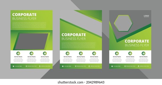 corporate flyer design bundle. poster presentation design vector layout. bundle, 3 in 1, a4 template, brochure design, cover, flyer, poster, print-ready