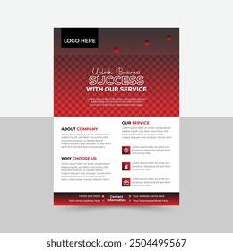 Corporate flyer design, creative stylish flyer template, vector template in A4 size, red color modern flyer, perfect for creative professional business, vector template. print ready, unique stylish.