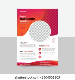 Corporate flyer design, creative stylish flyer template, vector template in A4 size, red color modern flyer, perfect for creative professional business, vector template. print ready, agency flyer.