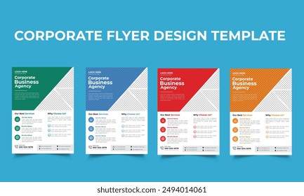 Corporate flyer design template with 04 color variation.