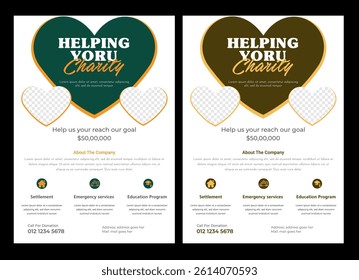 Corporate flyer design template with 2 color design concept layout Social activity and charity flyer, social media and story set Charity flyer template