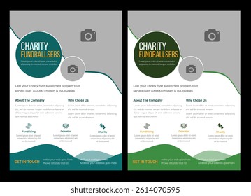 Corporate flyer design template with 2 color design concept layout Social activity and charity flyer, social media and story set Charity flyer template