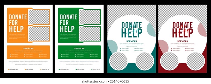 Corporate flyer design template with 2 color design concept layout Social activity and charity flyer, social media and story set Charity flyer template