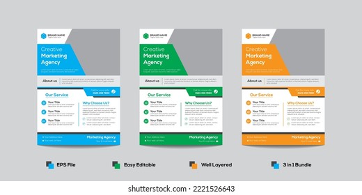 Corporate Flyer Design Template 3 in 1 Bundle