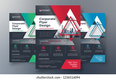 Corporate Flyer Design Template in A4. 3 Color ways included. Can be adapt to Brochure, Annual Report, Magazine,Poster, Corporate Presentation, Portfolio, Banner, Website.