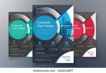 Corporate Flyer Design Template in A4. 3 Color ways included. Can be adapt to Brochure, Annual Report, Magazine,Poster, Corporate Presentation, Portfolio, Banner, Website.