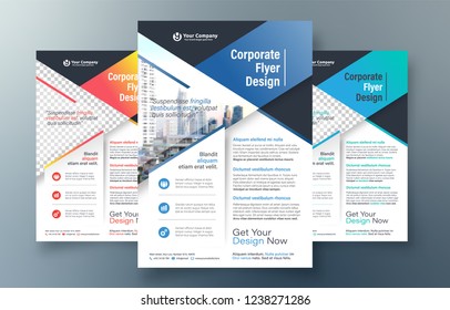 Corporate Flyer Design Template in A4. 3 Color ways included. Can be adapt to Brochure, Annual Report, Magazine,Poster, Corporate Presentation, Portfolio, Banner, Website.