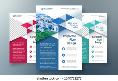 Corporate Flyer Design Template in A4. 3 Color ways included. Can be adapt to Brochure, Annual Report, Magazine,Poster, Corporate Presentation, Portfolio, Banner, Website.