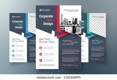 Corporate Flyer Design Template in A4. 3 Color ways included. Can be adapt to Brochure, Annual Report, Magazine,Poster, Corporate Presentation, Portfolio, Banner, Website.