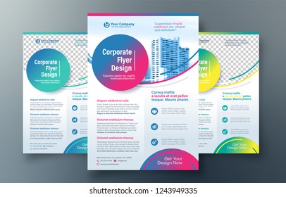 Corporate Flyer Design Template in A4. 3 Color ways included. Can be adapt to Brochure, Annual Report, Magazine,Poster, Corporate Presentation, Portfolio, Banner, Website.