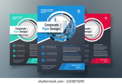 Corporate Flyer Design Template in A4. 3 Color ways included. Can be adapt to Brochure, Annual Report, Magazine,Poster, Corporate Presentation, Portfolio, Banner, Website.
