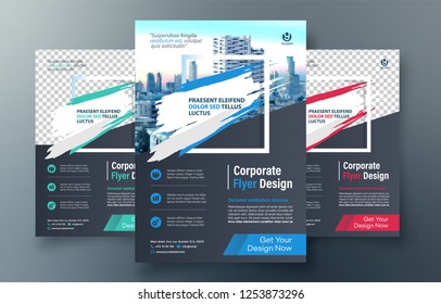 Corporate Flyer Design Template in A4. 3 Color ways included. Can be adapt to Brochure, Annual Report, Magazine,Poster, Corporate Presentation, Portfolio, Banner, Website.