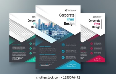 Corporate Flyer Design Template in A4. 3 Farbwege inbegriffen. Kann an Broschüre, Geschäftsbericht, Magazin, Poster, Corporate Präsentation, Portfolio, Banner, Website angepasst werden.
