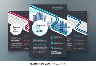 Corporate Flyer Design Template in A4. 3 Color ways included. Can be adapt to Brochure, Annual Report, Magazine,Poster, Corporate Presentation, Portfolio, Banner, Website.