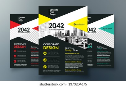 Corporate Flyer Design Template in A4. 3 Color ways included. Can be adapt to Brochure, Annual Report, Magazine,Poster, Corporate Presentation, Portfolio, Banner, Website.