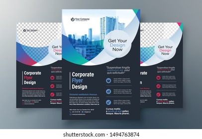 Corporate Flyer Design Template in A4. 3 Color ways included. Can be adapt to Brochure, Annual Report, Magazine,Poster, Corporate Presentation, Portfolio, Banner, Website.
