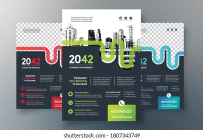 Corporate Flyer Design Template in A4. 3 Color ways included. Can be adapt to Brochure, Annual Report, Magazine,Poster, Corporate Presentation, Portfolio, Banner, Website.