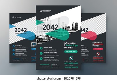 Corporate Flyer Design Template in A4. 3 Color ways included. Can be adapt to Brochure, Annual Report, Magazine,Poster, Corporate Presentation, Portfolio, Banner, Website.