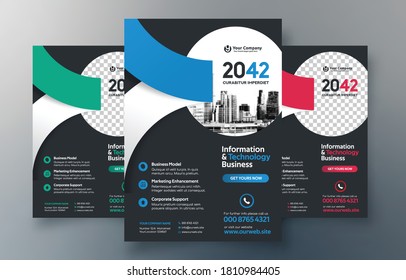 Corporate Flyer Design Template in A4. 3 Color ways included. Can be adapt to Brochure, Annual Report, Magazine,Poster, Corporate Presentation, Portfolio, Banner, Website.