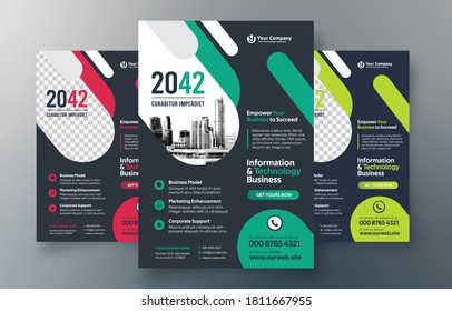 Corporate Flyer Design Template in A4. 3 Color ways included. Can be adapt to Brochure, Annual Report, Magazine,Poster, Corporate Presentation, Portfolio, Banner, Website.