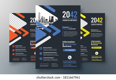 Corporate Flyer Design Template in A4. 3 Color ways included. Can be adapt to Brochure, Annual Report, Magazine,Poster, Corporate Presentation, Portfolio, Banner, Website.