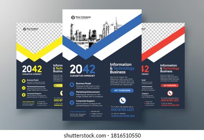 Corporate Flyer Design Template in A4. 3 Color ways included. Can be adapt to Brochure, Annual Report, Magazine,Poster, Corporate Presentation, Portfolio, Banner, Website.