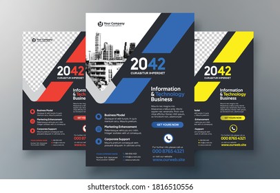 Corporate Flyer Design Template in A4. 3 Color ways included. Can be adapt to Brochure, Annual Report, Magazine,Poster, Corporate Presentation, Portfolio, Banner, Website.