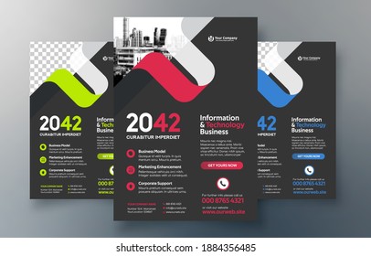 Corporate Flyer Design Template in A4. 3 Color ways included. Can be adapt to Brochure, Annual Report, Magazine,Poster, Corporate Presentation, Portfolio, Banner, Website.