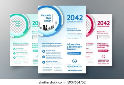 Corporate Flyer Design Template in A4. 3 Color ways included. Can be adapt to Brochure, Annual Report, Magazine,Poster, Corporate Presentation, Portfolio, Banner, Website.