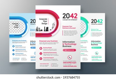 Corporate Flyer Design Template in A4. 3 Color ways included. Can be adapt to Brochure, Annual Report, Magazine,Poster, Corporate Presentation, Portfolio, Banner, Website.