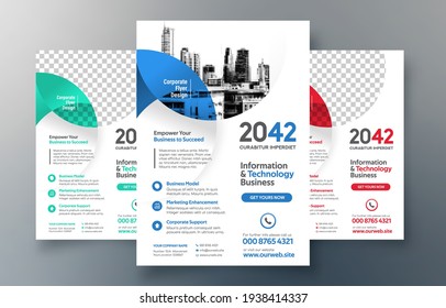 Corporate Flyer Design Template in A4. 3 Color ways included. Can be adapt to Brochure, Annual Report, Magazine,Poster, Corporate Presentation, Portfolio, Banner, Website.
