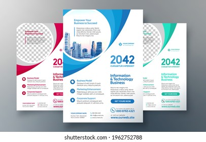 Corporate Flyer Design Template in A4. 3 Color ways included. Can be adapt to Brochure, Annual Report, Magazine,Poster, Corporate Presentation, Portfolio, Banner, Website.