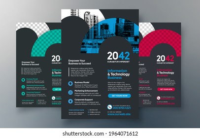 Corporate Flyer Design Template in A4. 3 Color ways included. Can be adapt to Brochure, Annual Report, Magazine,Poster, Corporate Presentation, Portfolio, Banner, Website.