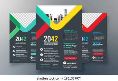 Corporate Flyer Design Template in A4. 3 Color ways included. Can be adapt to Brochure, Annual Report, Magazine,Poster, Corporate Presentation, Portfolio, Banner, Website.
