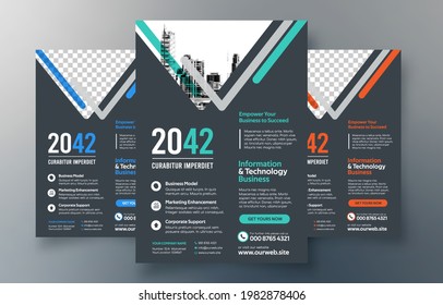 Corporate Flyer Design Template in A4. 3 Color ways included. Can be adapt to Brochure, Annual Report, Magazine,Poster, Corporate Presentation, Portfolio, Banner, Website.