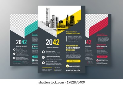 Corporate Flyer Design Template in A4. 3 Color ways included. Can be adapt to Brochure, Annual Report, Magazine,Poster, Corporate Presentation, Portfolio, Banner, Website.