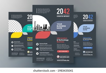 Corporate Flyer Design Template in A4. 3 Color ways included. Can be adapt to Brochure, Annual Report, Magazine,Poster, Corporate Presentation, Portfolio, Banner, Website.