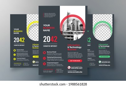 Corporate Flyer Design Template in A4. 3 Color ways included. Can be adapt to Brochure, Annual Report, Magazine,Poster, Corporate Presentation, Portfolio, Banner, Website.