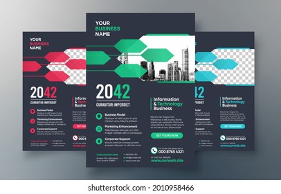 Corporate Flyer Design Template in A4. 3 Color ways included. Can be adapt to Brochure, Annual Report, Magazine,Poster, Corporate Presentation, Portfolio, Banner, Website.