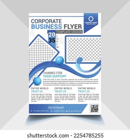 Corporate Flyer Design Template in A4. Can be adapt to Brochure, Annual Report, Magazine, Poster, Business Presentation, Portfolio, cover, Banner, Website. Layout with modern elements and photo space.